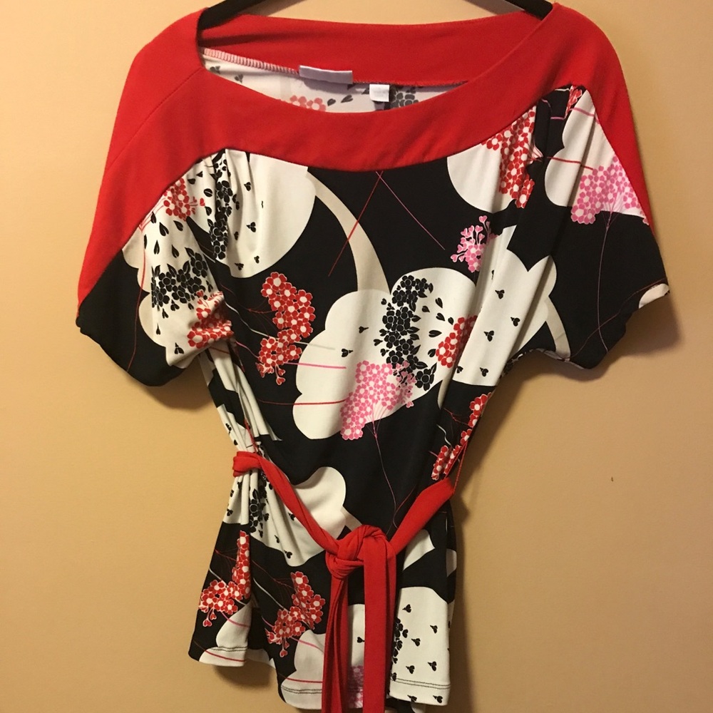 New York & Company Tie Belt Top Sz S